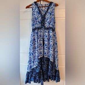 Tommy Bahama Blue and White High Low Dress
